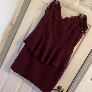 Off The Shoulder Burgendy Dress